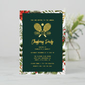 Tennis Club jaarlijkse kerstfeest goud Folie Uitnodiging (Staand Voorkant)