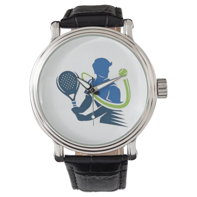 Tennis Club Logo - Dynamische actie, Sportieve sti Horloge (Voorkant)