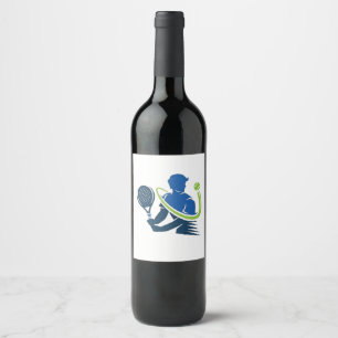 Tennis Club Logo - Dynamische Actie, Sportieve Sti Wijn Etiket