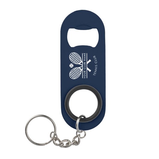 Tennis Club Naam Navy Blue Team Keepsake Custom Mini Flessenopener (Voorkant)
