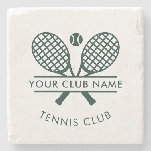 Tennis Club Naam Team Logo Green Custom Stenen Onderzetter (Voorkant)