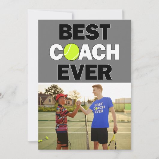 Tennis Coach Best Ever Custom Foto Hartelijk dank Bedankkaart (Voorkant)