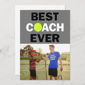 Tennis Coach Best Ever Custom Foto Hartelijk dank Bedankkaart (Voorkant / Achterkant)