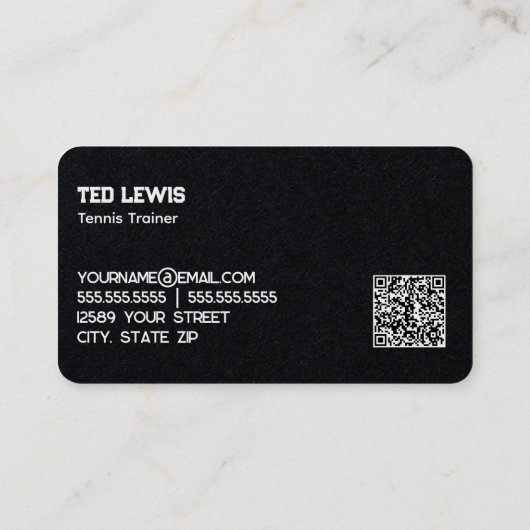 Tennis Coach Custom QR Visitekaartje (Achterkant)