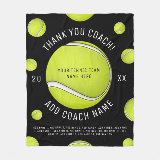 Tennis Coach Gift Custom Team Naam Deken (Voorkant)