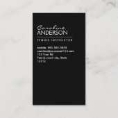 Tennis coach/instructeur/speler zwart visitekaartje (Achterkant)