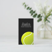 Tennis coach/instructeur/speler zwart visitekaartje (Staand voorkant)