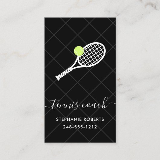 Tennis Coach Instructor Chic Modern Elegant Visitekaartje (Voorkant)