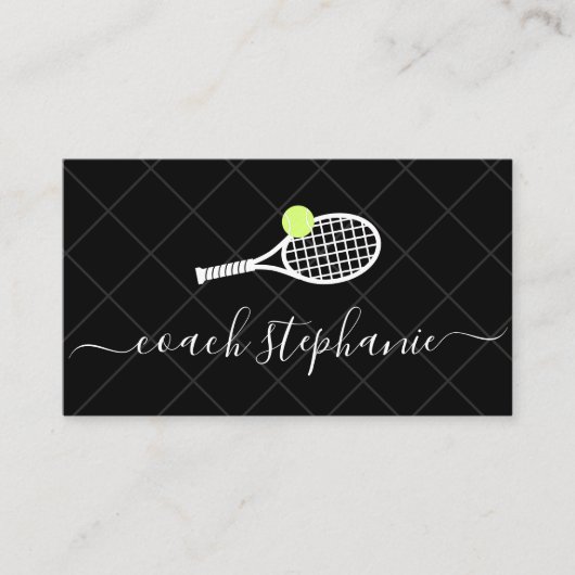Tennis Coach Instructor Custom Modern Elegant Visitekaartje (Voorkant)