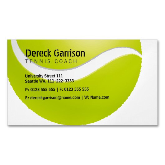 Tennis Coach | Lessen voor de praktijkervaring Magnetisch Visitekaartje (Voorkant)
