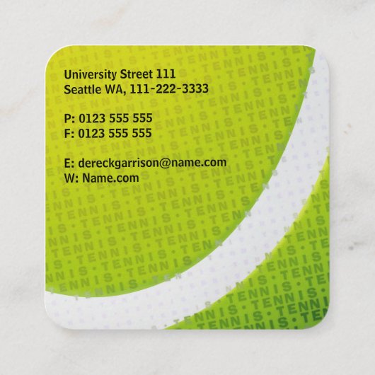 Tennis Coach | Lessen voor de praktijkervaring Vierkante Visitekaartje (Achterkant)