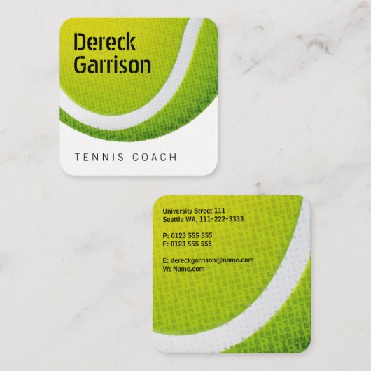 Tennis Coach | Lessen voor de praktijkervaring Vierkante Visitekaartje (Voorkant / Achterkant)