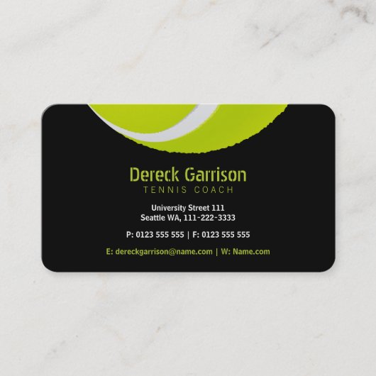Tennis Coach | Lessen voor de praktijkervaring Visitekaartje (Voorkant)