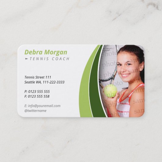 Tennis Coach | Lessen voor de praktijkervaring Visitekaartje (Voorkant)