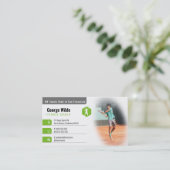 Tennis Coach | Male Tennis Player Green Visitekaartje (Staand voorkant)