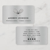 Tennis Coach Metallic Racket Logo Sociale Media Visitekaartje (Voorkant / Achterkant)