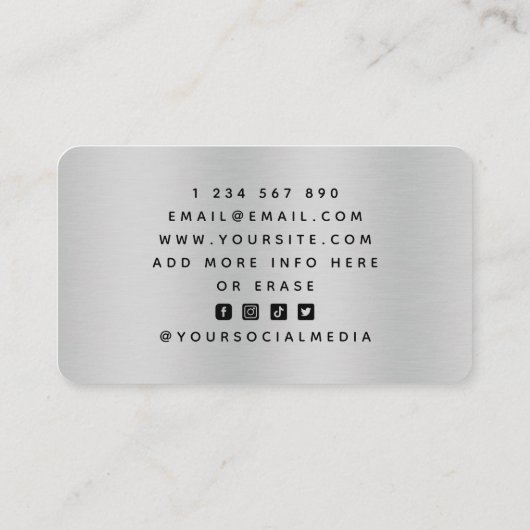 Tennis Coach Metallic Racket Logo Sociale Media Visitekaartje (Achterkant)