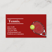 Tennis Coach Modern Red Clay Sport Instructor Visitekaartje (Voorkant)