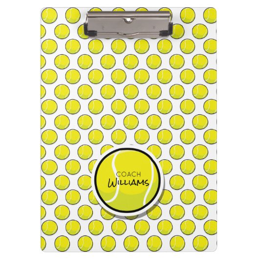 Tennis COACH NAAM Ballen Sport Team Varsity Fun Klembord (Voorkant)