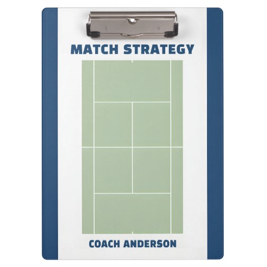 Tennis Coach Name Tactical Court Match Strategy Klembord (Voorkant)