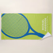 Tennis coach of racket-gepersonaliseerde naam strandlaken (Voorkant)