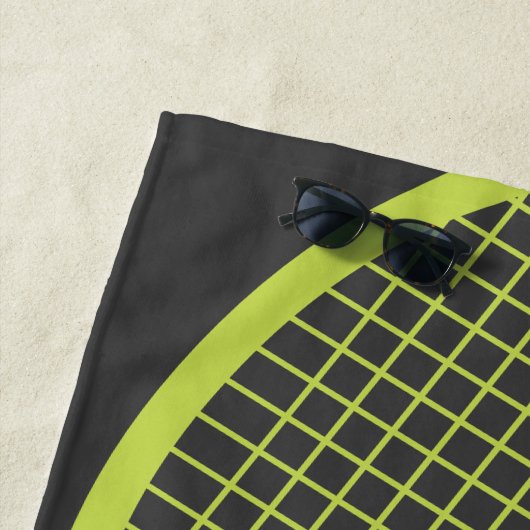 Tennis coach player racket gepersonaliseerde naamc strandlaken (In situ)