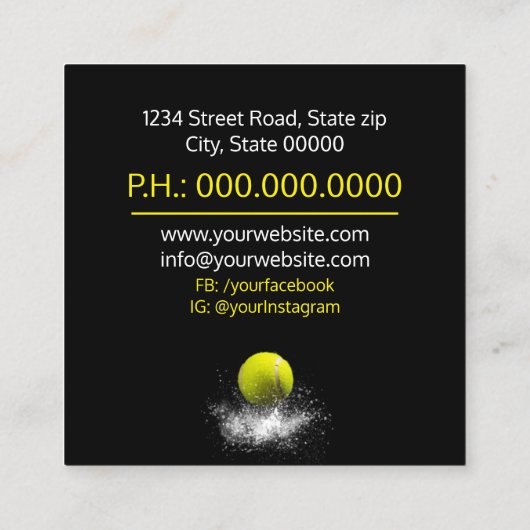 Tennis Coach Square Visitekaartje (Achterkant)