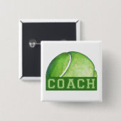 Tennis Coach Vierkante Button 5,1 Cm (Voorkant /achterkant)