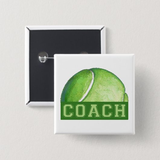 Tennis Coach Vierkante Button 5,1 Cm (Voorkant /achterkant)
