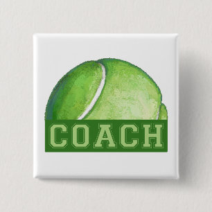 Tennis Coach Vierkante Button 5,1 Cm