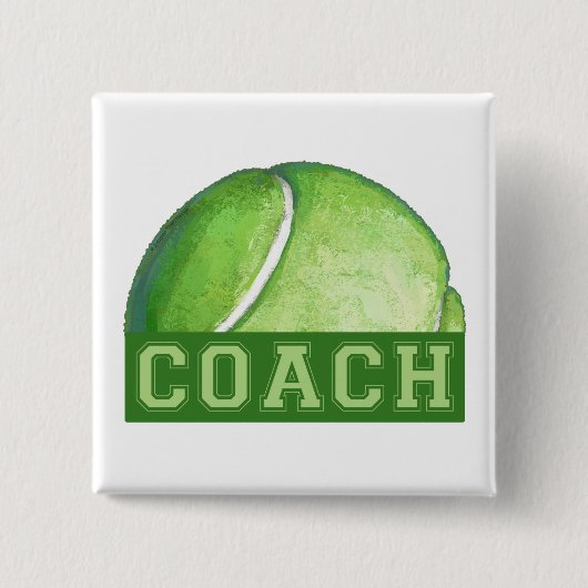 Tennis Coach Vierkante Button 5,1 Cm (Voorkant)