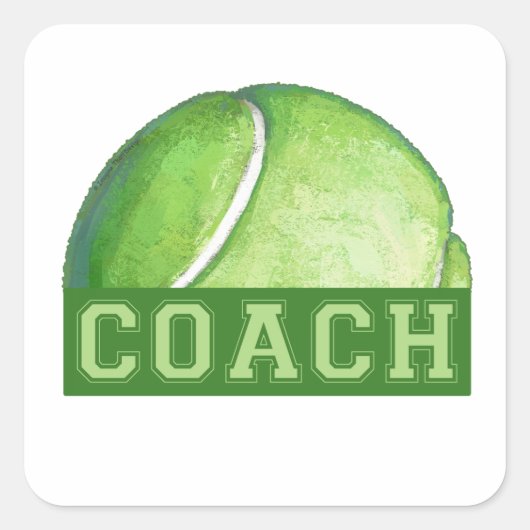 Tennis Coach Vierkante Sticker (Voorkant)