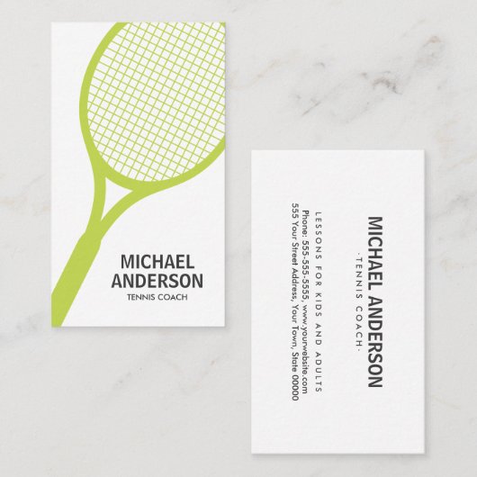 Tennis coach visitekaartje (Voorkant / Achterkant)