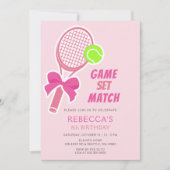 Tennis Coquette Roze Bow Meisje Verjaardag Kaart (Voorkant)