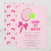 Tennis Coquette Roze Bow Meisje Verjaardag Kaart (Voorkant / Achterkant)