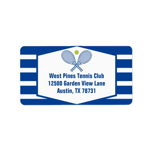 Tennis Country Club Blue Striped Retouradres Etiket (Voorkant)
