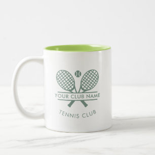 Tennis Country Club Naam Rackets Motief Aangepast Tweekleurige Koffiemok