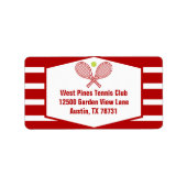 Tennis Country Club rood gestreept retouradres Etiket (Voorkant)