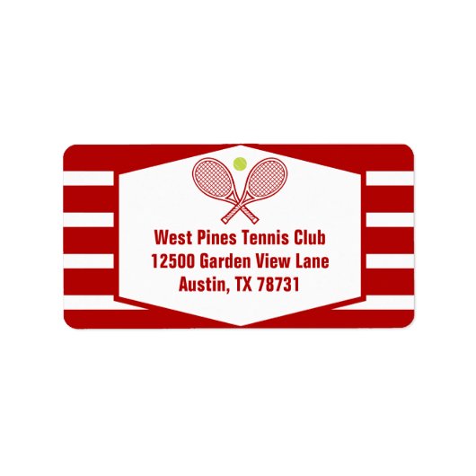 Tennis Country Club rood gestreept retouradres Etiket (Voorkant)