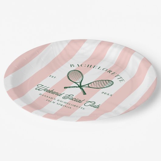 Tennis Country Club | vrijgezellen Papieren Bordje (Gekanteld)