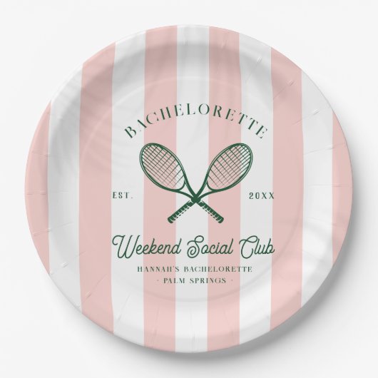 Tennis Country Club | vrijgezellen Papieren Bordje (Voorkant)