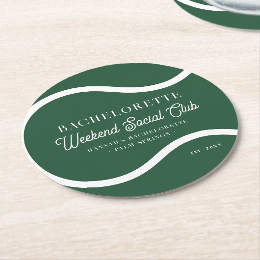 Tennis Country Club | vrijgezellen Ronde Kartonnen Onderzetter (Gebogen)