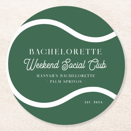 Tennis Country Club | vrijgezellen Ronde Kartonnen Onderzetter (Voorkant)