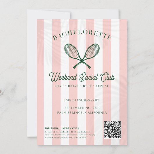 Tennis Country Club | Vrijgezellenweekend Kaart (Voorkant)