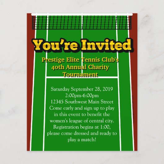 Tennis Court Je bent uitgenodigd voor aangepaste k Flyer (Voorkant)