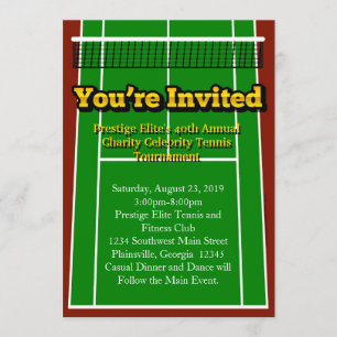 Tennis Court Layout Grafische Uitnodiging