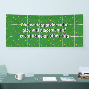 Tennis Court met Rackets en Balls Spandoek