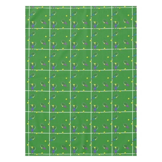 Tennis Court met Rackets en Balls Tafelkleed (Voorkant)