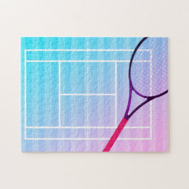 Tennis Court Racket Girls Sports Pink Paars Blue Legpuzzel