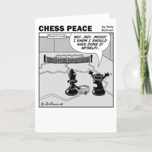 Tennis Court scene Chess Peace cartoon Kaart